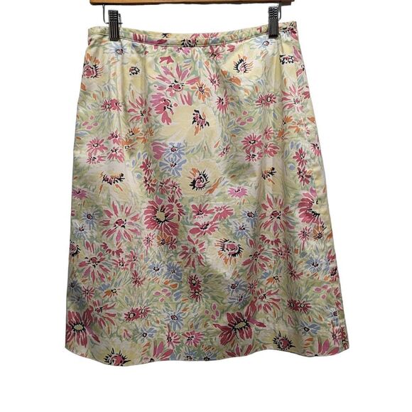 Brooks Brothers 346 Cotton Pastel Floral A-Line Midi Skirt, 4 - Picture 3 of 6